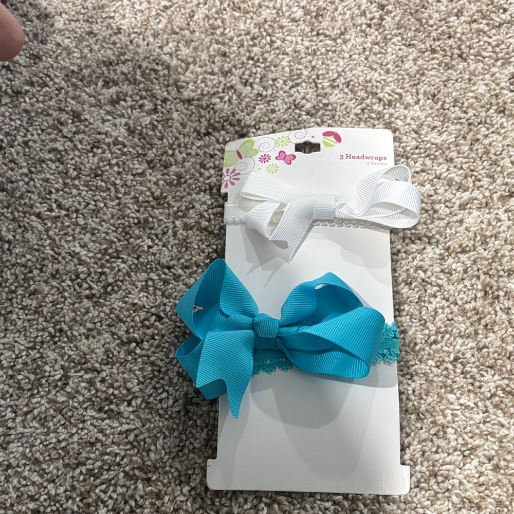 🟢10/$10 - Blue and White Bow Headwrap Set